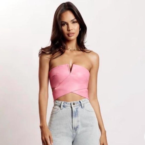 **SOLD** Meshki Perrie Faux Leather Cut Out Crop Top - Picture 2 of 3